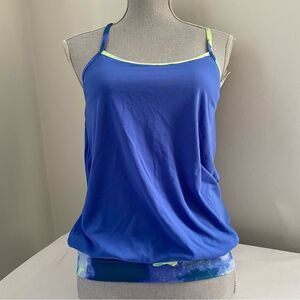 NIKE Women's Cascade Drape Back Active Tankini Top Medium Blue S
